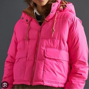 Anthropologie PILCRC Neon Hot Pink Puffer Jacket - Small